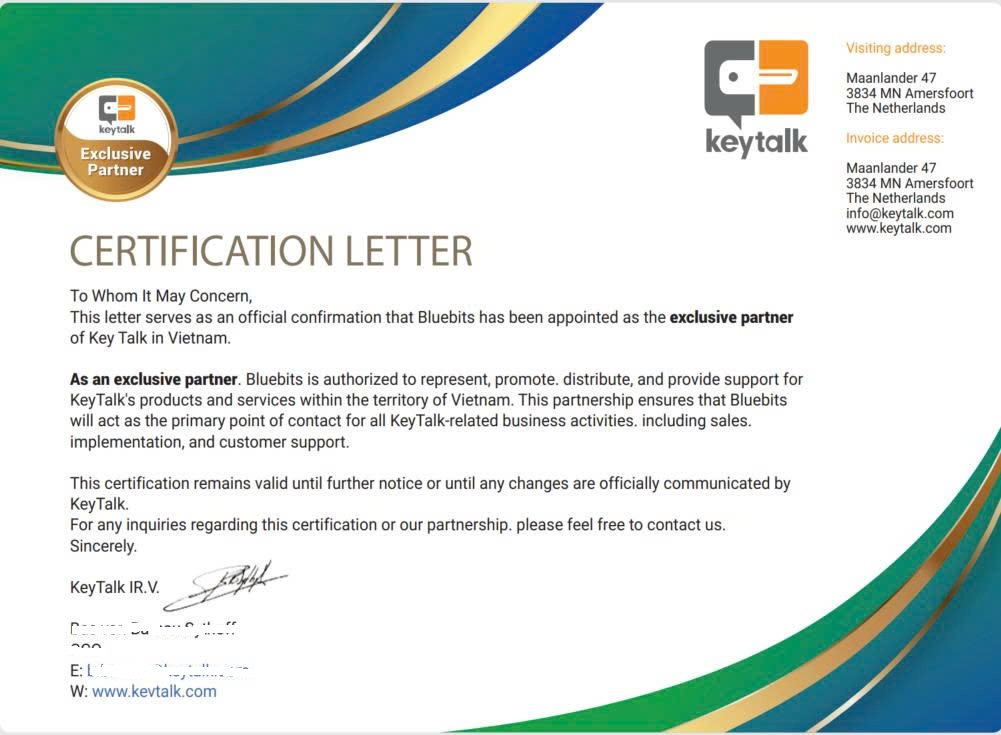 Bluebits chính thức trở thành nhà phân phối độc quyền các giải pháp KeyTalk tại&hellip;